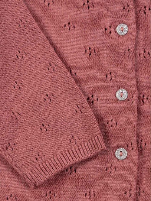 Gilet ajouré violet prune fille (3-36M) Gilet ajouré violet prune fille (3-36M)