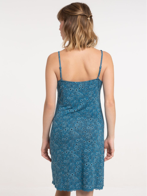 Nuisette fleurie bleu paon femme Nuisette fleurie bleu paon femme