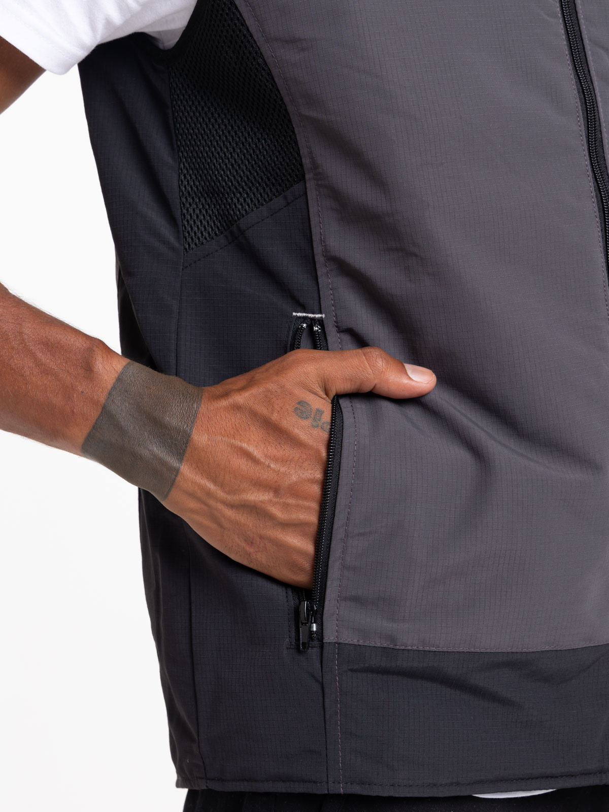 Veste de travail sans manches bicolore