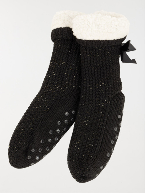 Chaussettes hautes noires rubans femme