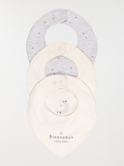 Lot de 3 bavoirs bandanas bébé