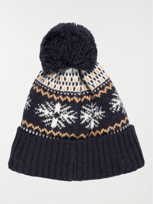 Bonnet jacquard pompon garçon
