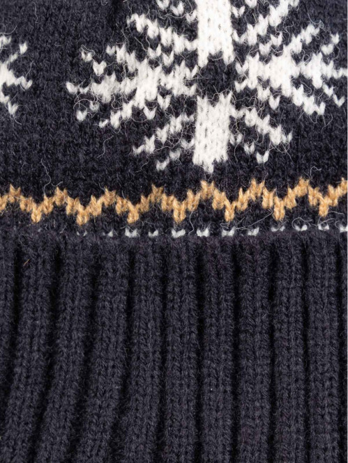 Bonnet jacquard pompon garçon