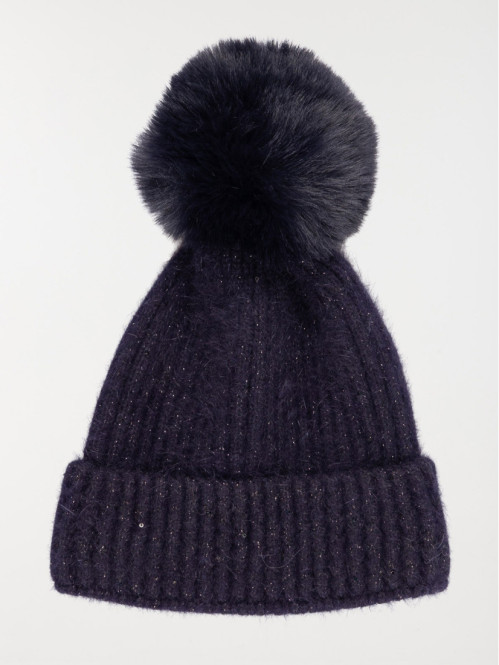 Bonnet sequins et pompon fille