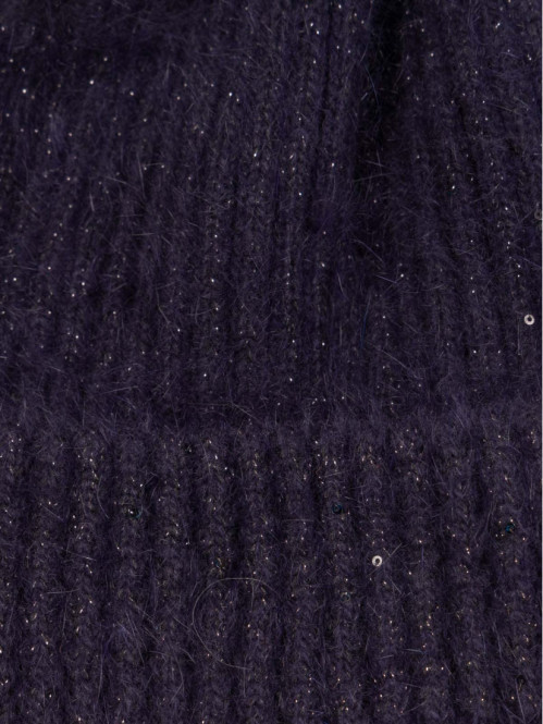 Bonnet sequins et pompon fille
