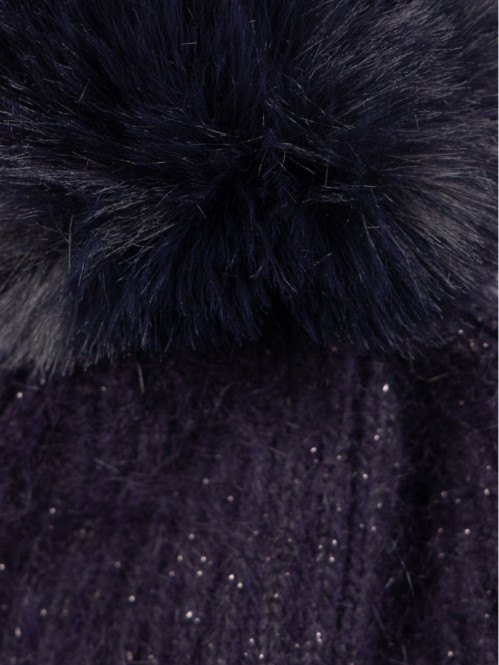 Bonnet sequins et pompon fille