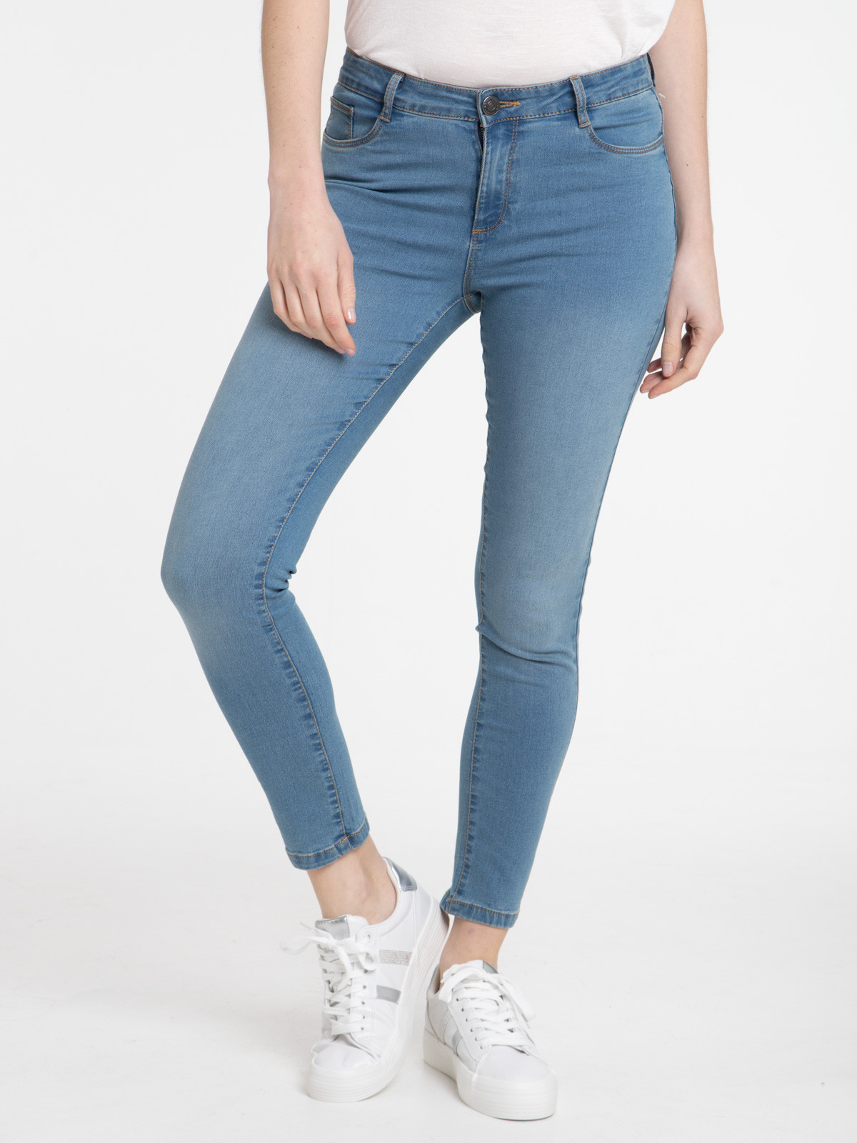 Jean skinny 7/8ème bleached femme