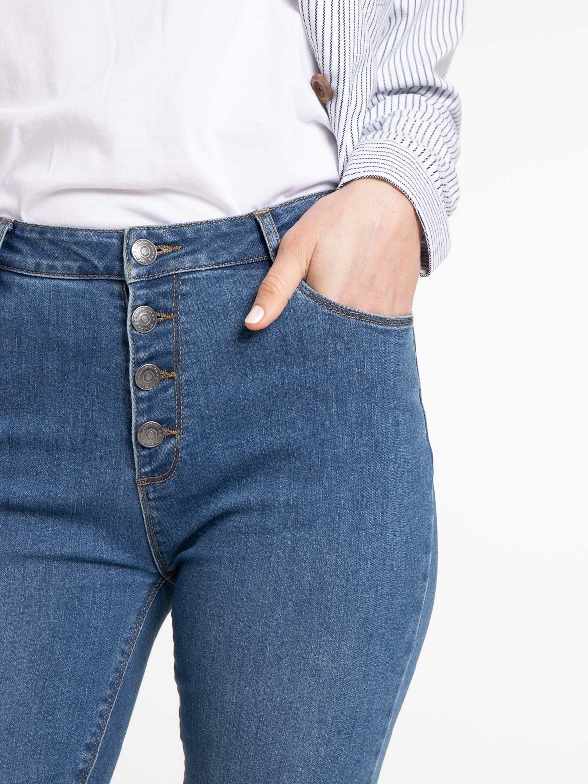 Jean stone taille haute skinny femme Jean stone taille haute skinny femme