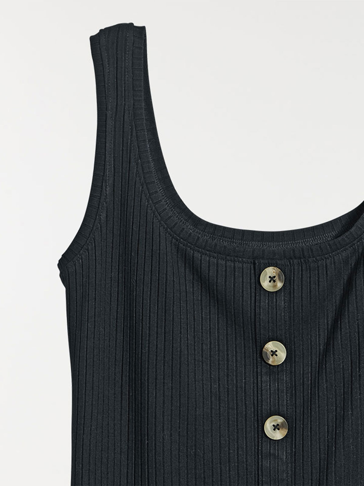 Débardeur noir faux boutons femme