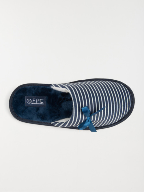 Pantoufle mule rayée navy femme (37-42) Pantoufle mule rayée navy femme (37-42)