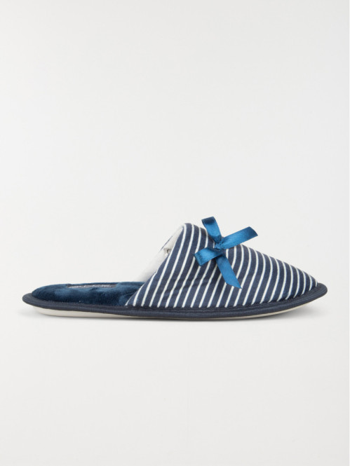 Pantoufle mule rayée navy femme (37-42)