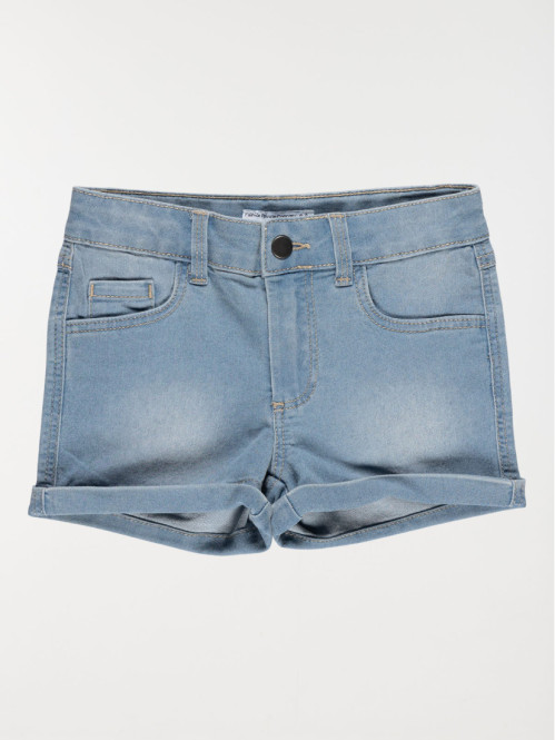 Short jean bleached revers fille (3-12A)