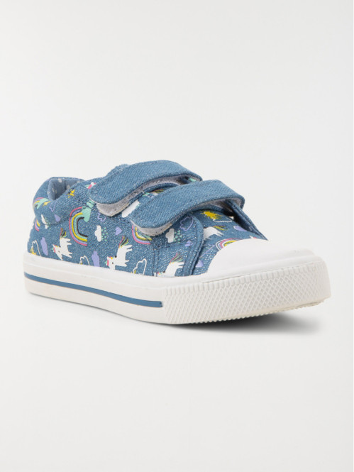 Tennis motif licorne bleu fille (31-34)