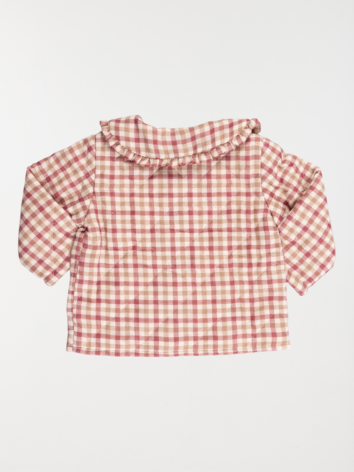 Veste écru rosé à carreaux fille (3-36M)