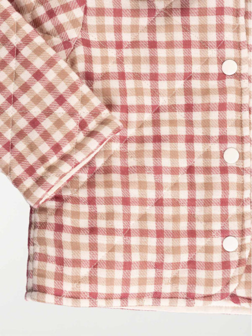 Veste écru rosé à carreaux fille (3-36M)