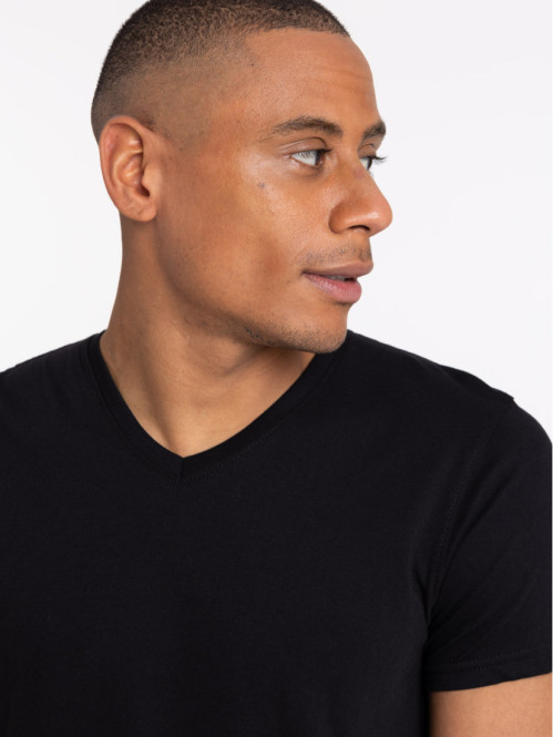 Tee shirt col v noir homme shop