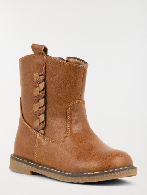 Bottine marron tressée...