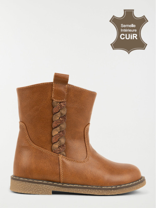 Bottine marron tressée...