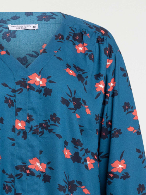 Blouse bleu paon grande...