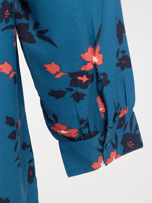 Blouse bleu paon grande...