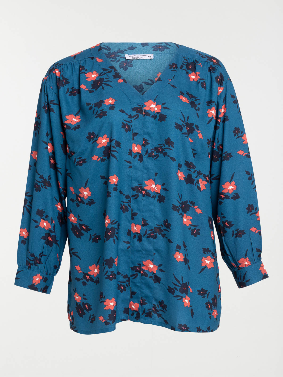 Blouse bleu paon grande taille femme