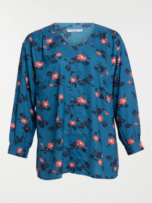 Blouse bleu paon grande...