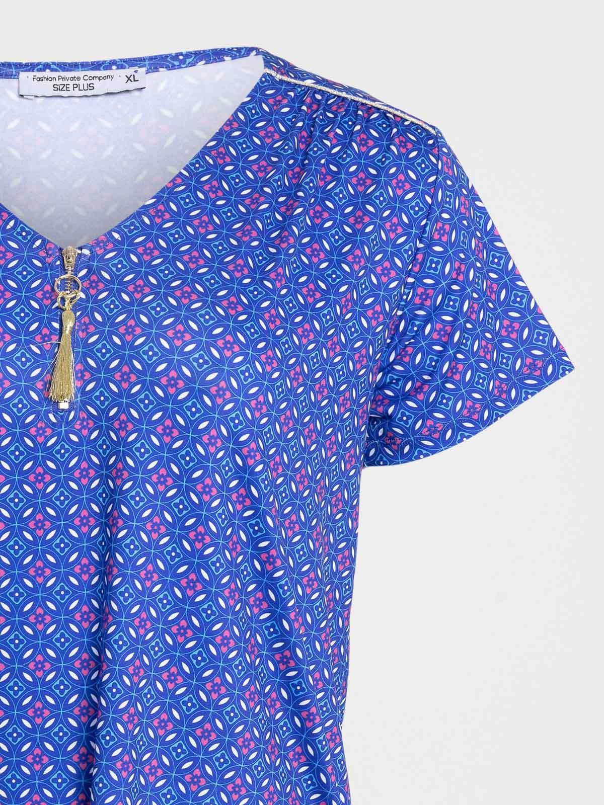 T-shirt col V zippé grande taille femme