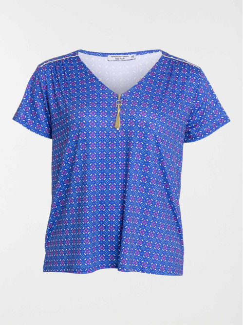 T-shirt col V zippé grande...