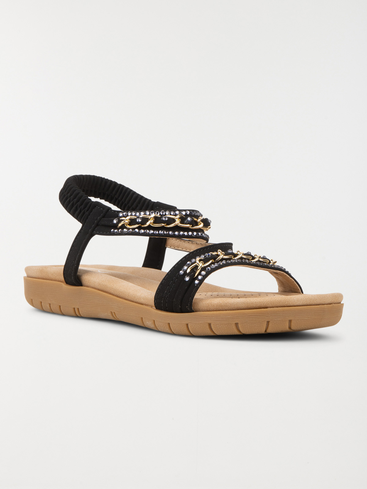Sandale plate strass femme noir (36-41) Sandale plate strass femme noir (36-41)