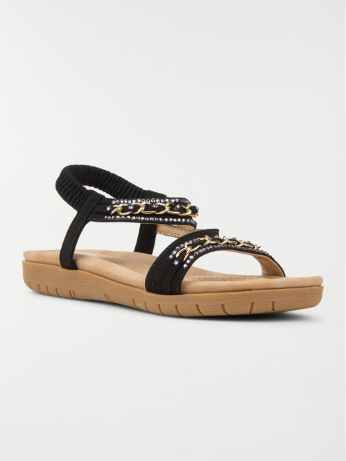 Sandale plate strass femme noir (36-41) Sandale plate strass femme noir (36-41)