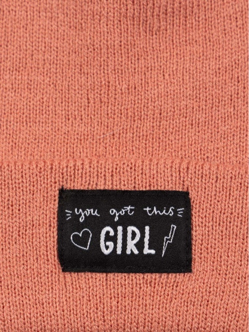 Bonnet revers rose fille