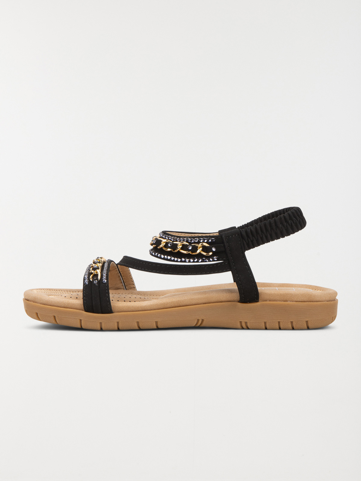 Sandale plate strass femme noir (36-41) Sandale plate strass femme noir (36-41)