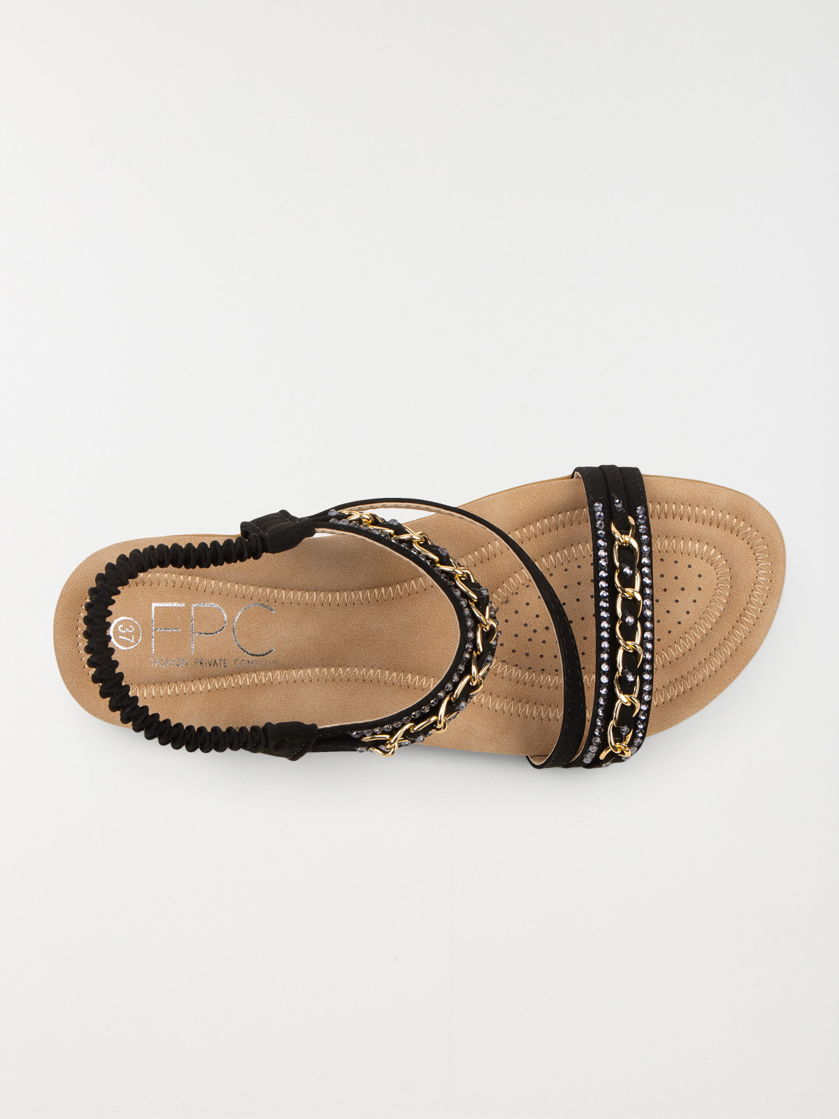 Sandale plate strass femme noir (36-41) Sandale plate strass femme noir (36-41)