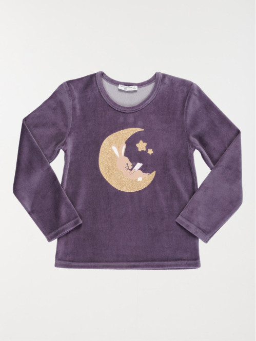 Pyjama velours lune fille (3-12A)