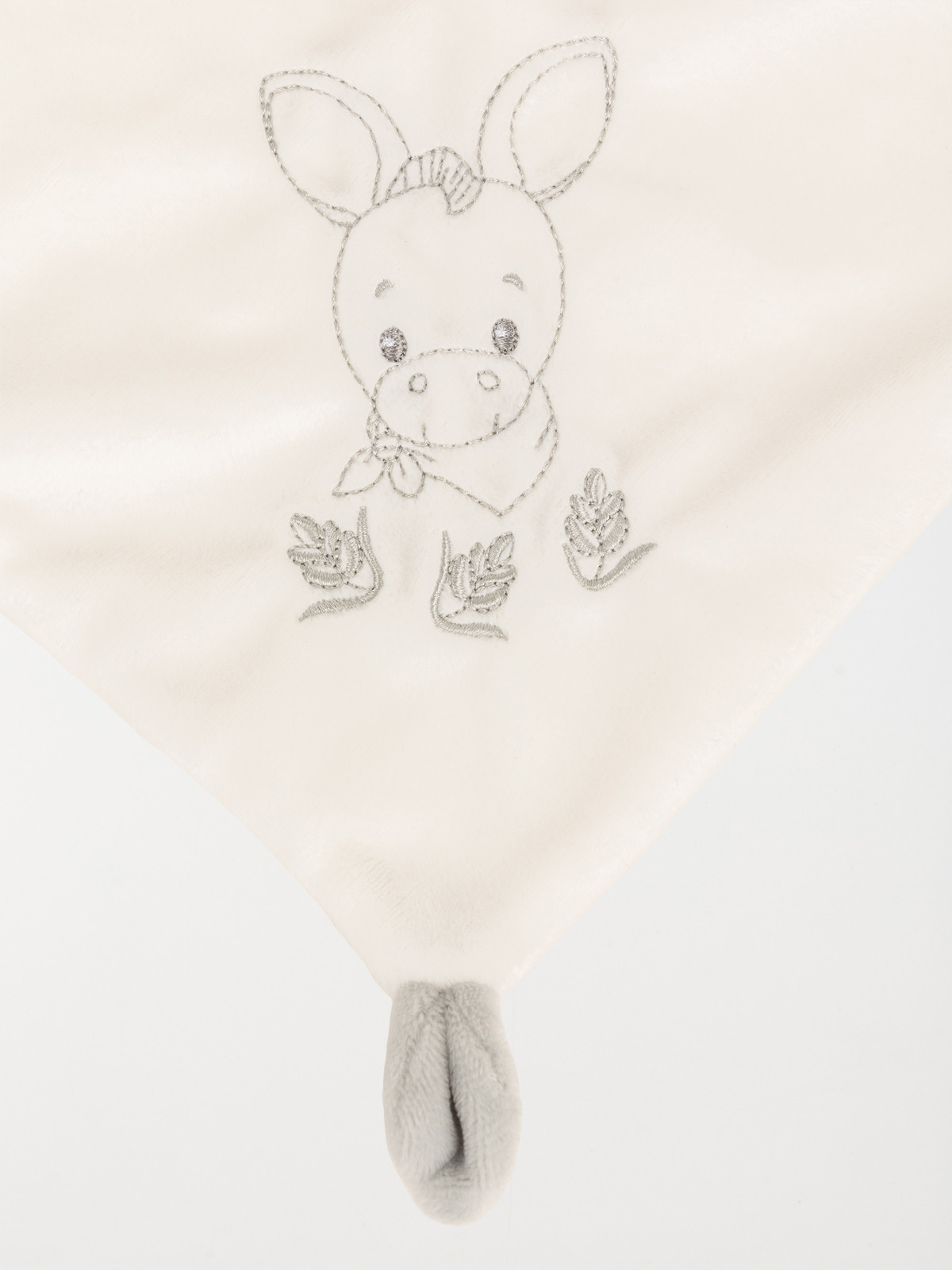 Doudou forme mouchoir âne gris bébé