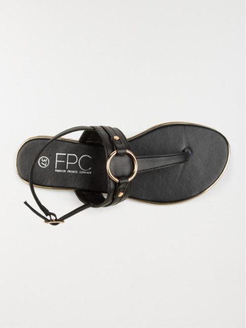 Sandale plate noire femme (36-41)