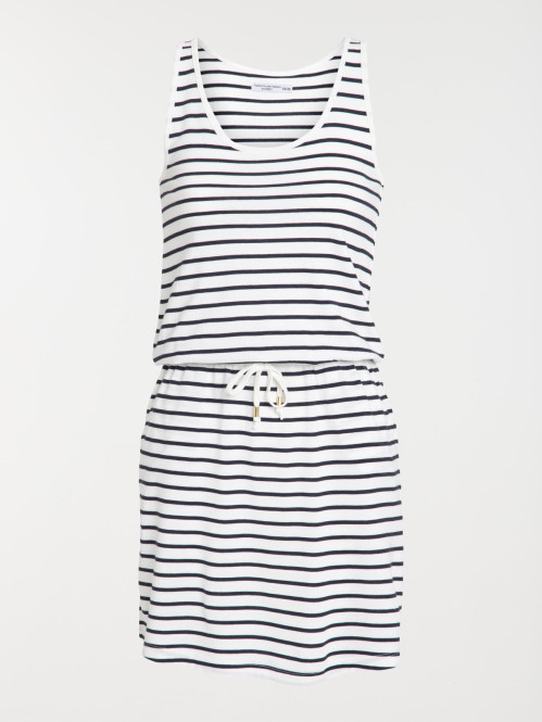 Robe rayée taille élastiquée femme