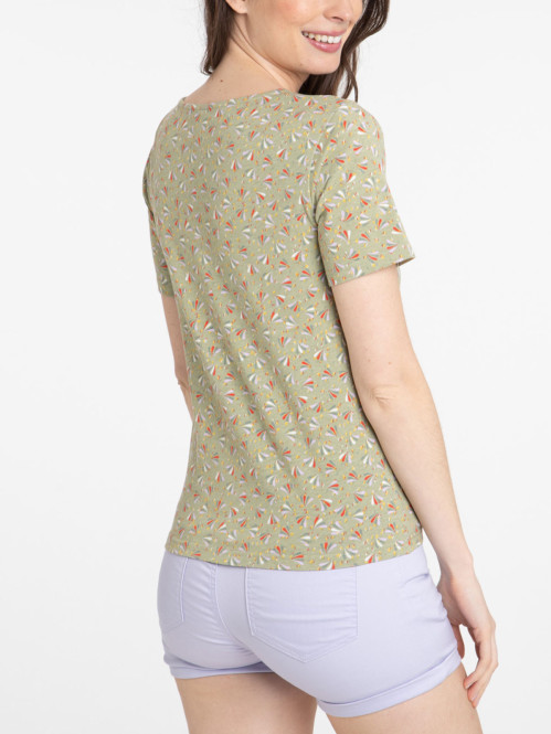 T-shirt imprimé coloris sauge femme T-shirt imprimé coloris sauge femme