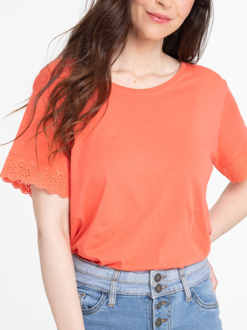 T-shirt goyave broderie anglaise femme