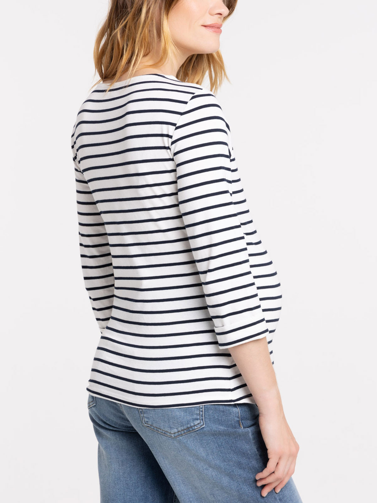 T-shirt rayé écru et marine maternité