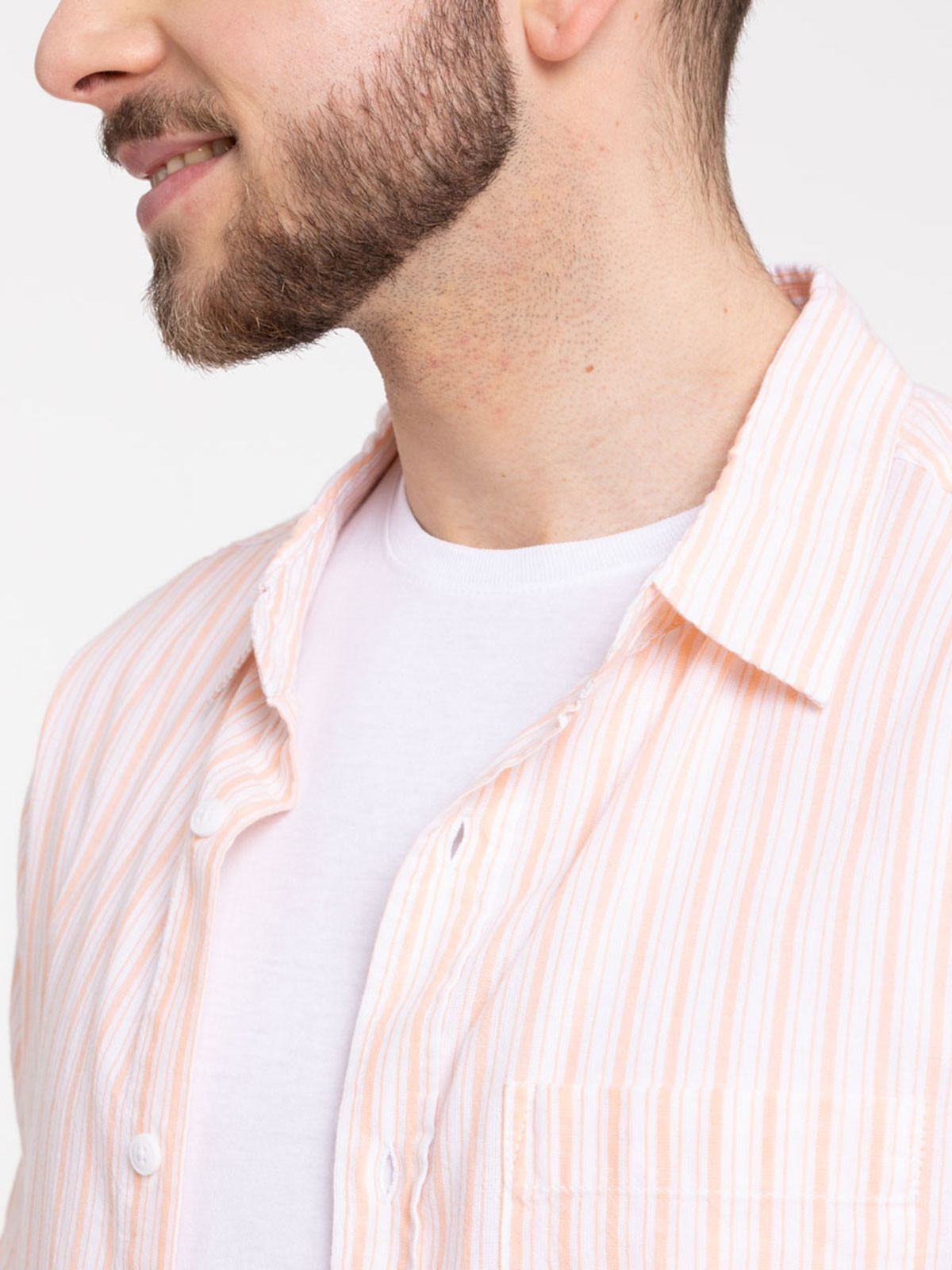 Chemisette rayée corail clair homme