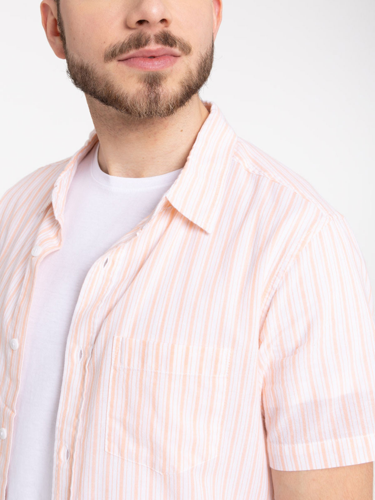 Chemisette rayée corail clair homme