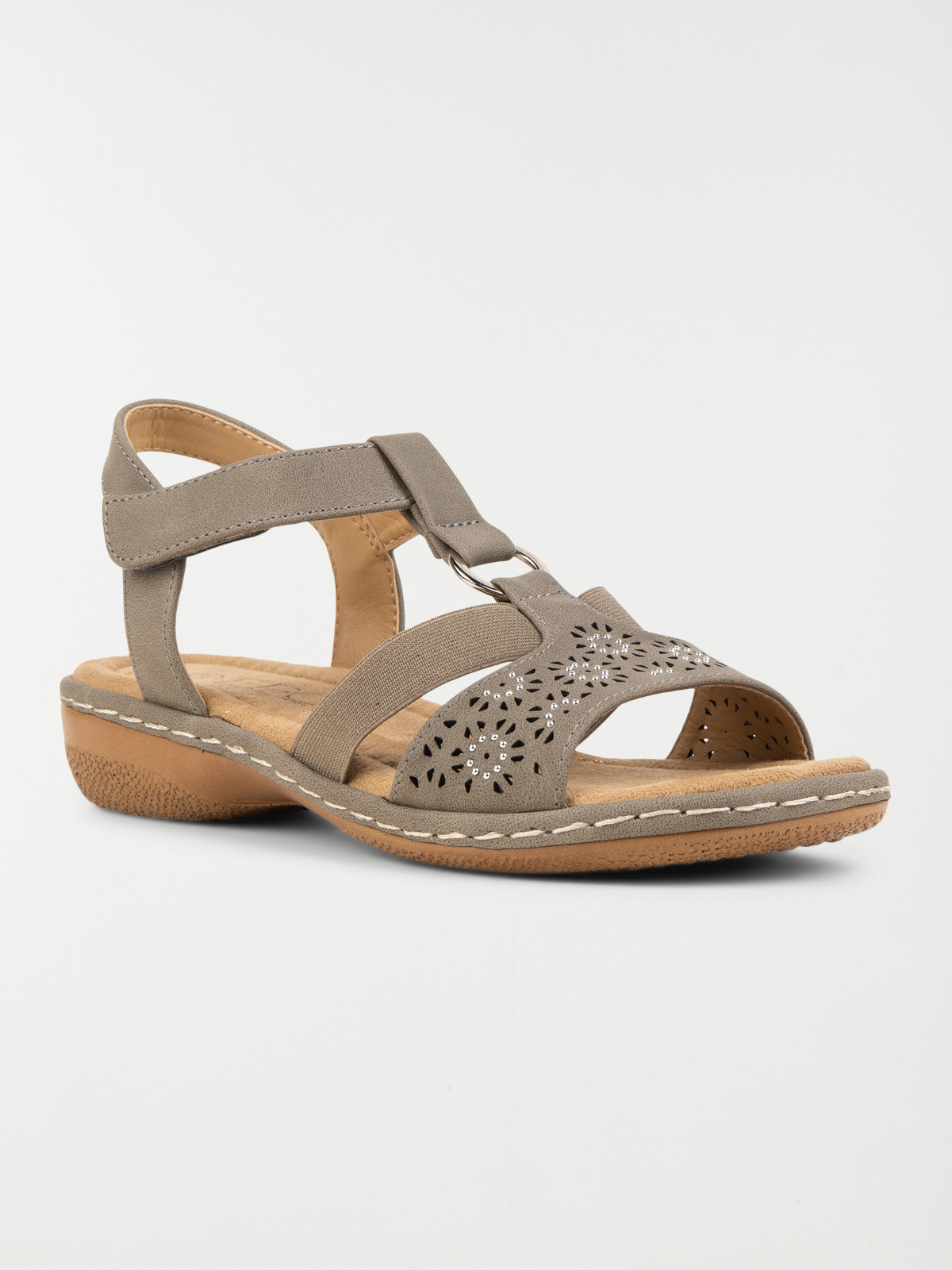 Sandales taupe ajourées femme (37-42)