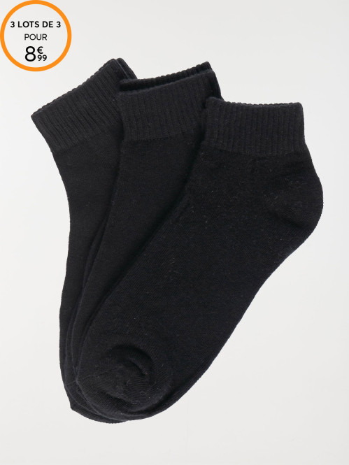 Lot de 3 chaussettes sport noir femme