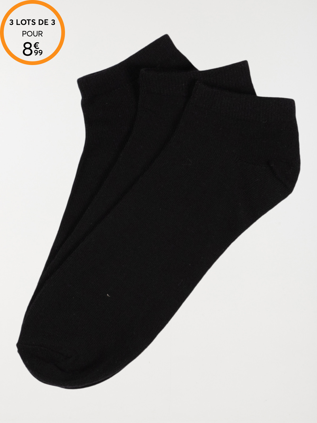 Lot 3 paires de socquettes noires homme