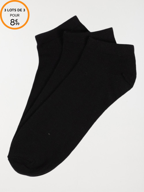 Lot 3 paires de socquettes noires homme