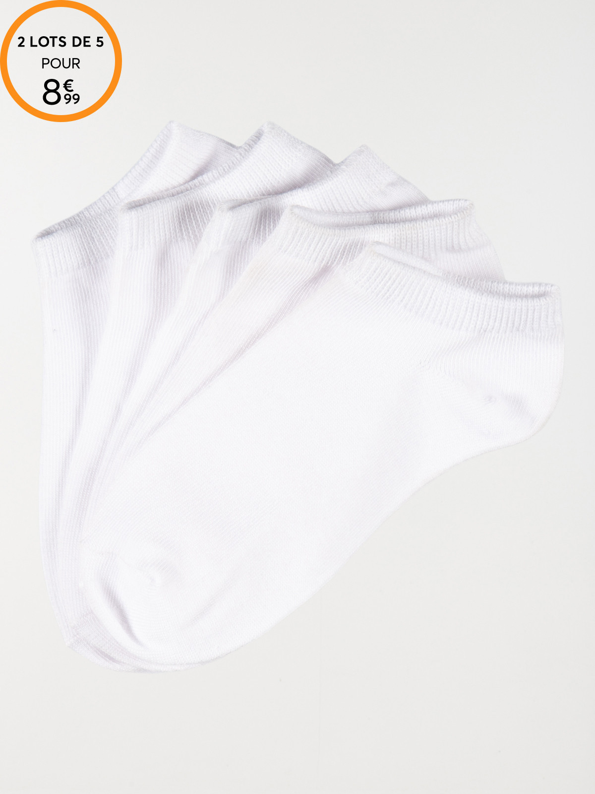 Lot 5 paires chaussettes blanches enfant