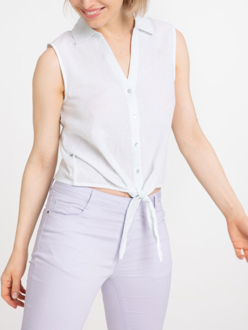 Top noué rayures femme