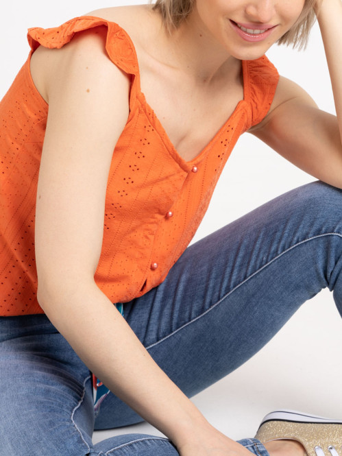 Débardeur bretelles froufrou femme Débardeur bretelles froufrou femme