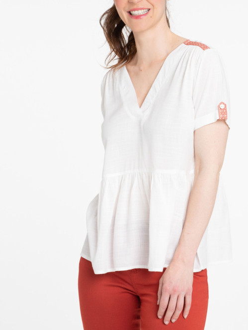 Blouse coupe basque écru femme